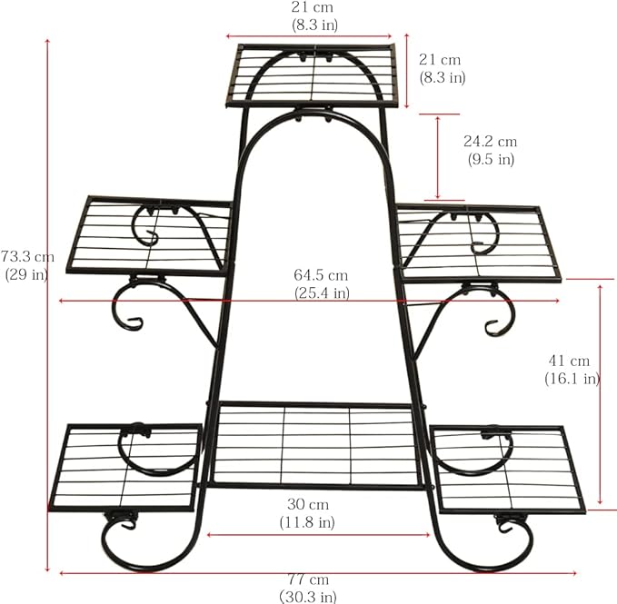 6 Tier Plant Stand Metal Flower Shelves Plant Display Stand Indoor Outdoor Patio Plant Rack Flower Pot Holder