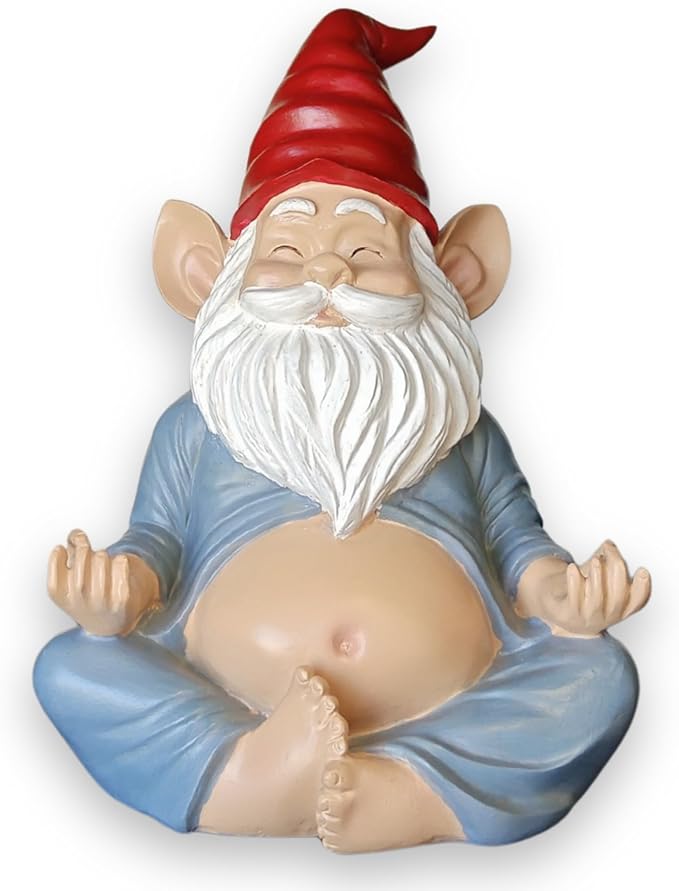 Meditating Yoga Gnome Statue - 7.5'' Handcrafted Garden & Indoor Decor, Meditation Zen Sculpture with Lotus Pose, Weatherproof Outdoor Ornament & Home Decoration, Unique Gift for Women/Men