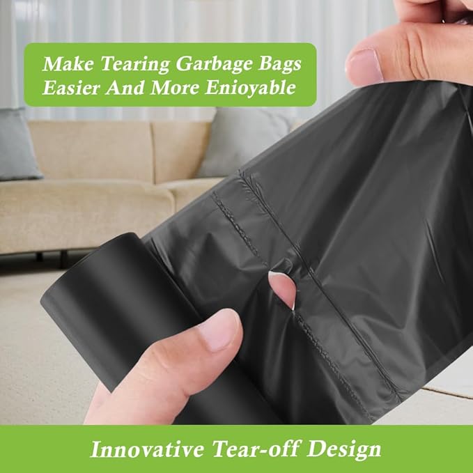 8 Gallon 130 Counts Strong Trash Bags Garbage Bags by RayPard, fit 30 Liter Kitchen Waste Basket, Medium Trash Bags Can Liners for Home Office Kitchen Bathroom Bedroom, Black