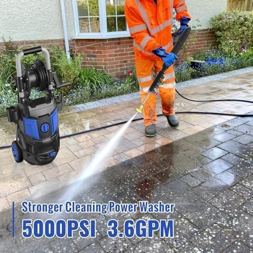 Pressure Washer, 5000PSI Max Power Washer with 500ML Foam Cannon, High Pressure Cleaning Machine with 4 Connect Nozzles for Cars Patio Driveways Home