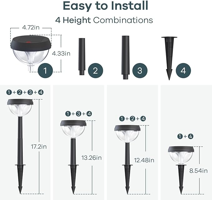 Linkind Solar Pathway Lights 8 Pack, Solar Lights Outdoor Warm White Waterproof, Adjustable Solar Powered for Walkway Yard Garden Driveway Backyard