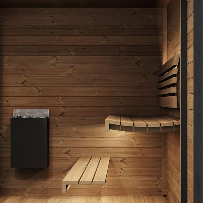 GL6 Outdoor Sauna Kit, Garden Luxury-Series Outdoor DIY Sauna Kit, Thermo-Spruce, up to 6 Persons Bundles (Sauna Heater and Sauna Stones Included) (Drop 9 WiFi - White)