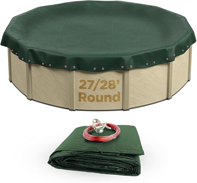Buffalo Blizzard Ripstopper 28 ft Round Winter Pool Cover | Green Heavy Duty Cover for Closing Above Ground Swimming Pools | Easy to Install | Cold & UV Resistant | Shields from Seasonal Debris