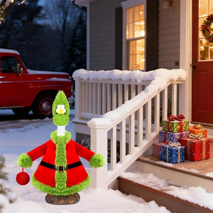 Christmas Winter Goose Outfit for 23" Porch Goose Holiday Red Green Cloths Costume Xmas Winter Outdoor Garden Patio Yard Lawn Art Decoration