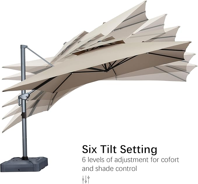 PURPLE LEAF 10 FT Cantilever Patio Umbrella Outdoor Umbrella with 220lbs Base Large Square Windproof Offset Umbrella for Pool Deck Garden, Sand Dune