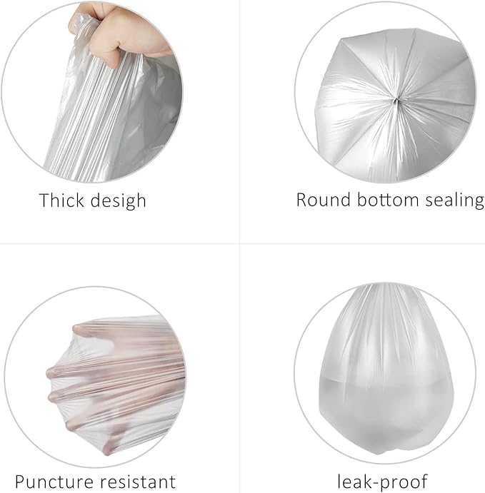 4 Gallon 300 Counts Strong Trash Bags Garbage Bags by Teivio, Bathroom Trash Can Bin Liners, Small Plastic Bags for home office kitchen (Grey)