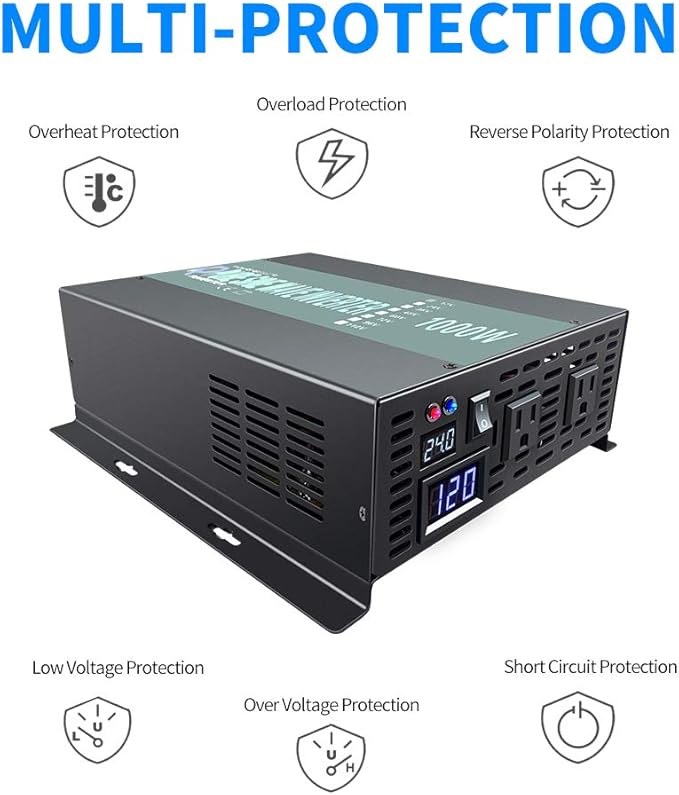 WZRELB RBP100024VCRT 1000W 24V 120V Pure Sine Wave Solar Power Inverter with Remote Control Switch
