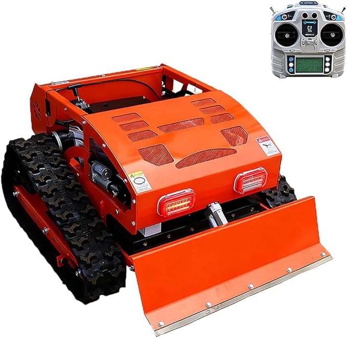 DIGMIGHT9 HP Gas RC Robotic Lawn Mower with Snow Plow - Remote Control Lawn Mower Robot, 600m Range, 21.6" Cutting Width for Slopes, Orchards & Commercial Use (Orange+Snow Shovel)