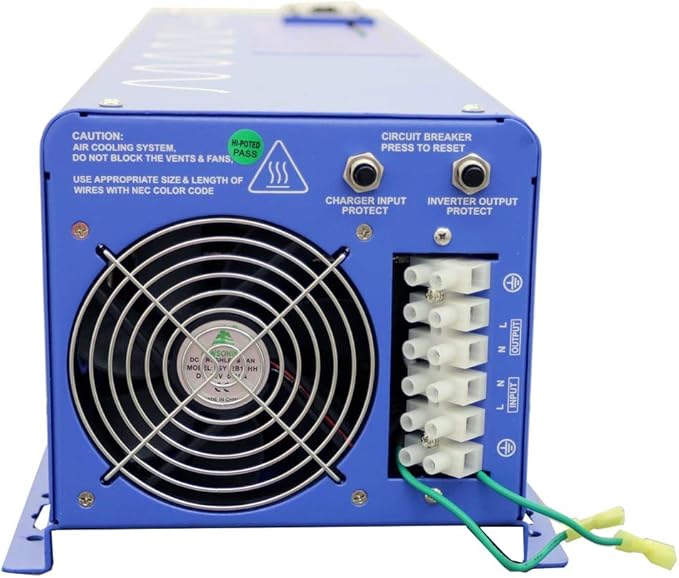 AIMS Power 4000 Watt 12 VDC Pure Sine Inverter Charger 120 VAC Output 120A Charger 40A Transfer Switch PICOGLF40W12V120V