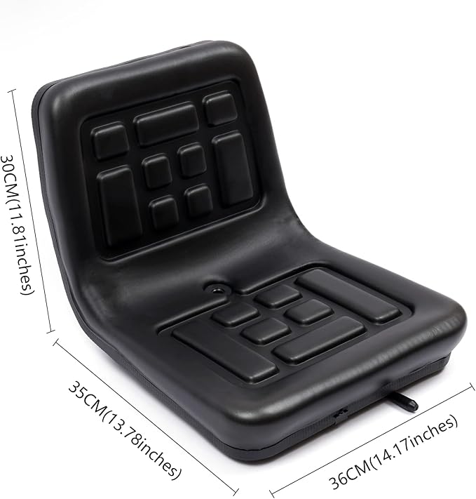 Waterproof Tractor Seat with Drainage Holes and Adjustable Design - Universal Replacement Seat for Riding Lawn Mower, Forklift, Go Kart (14.17x13.78x11.81 in)