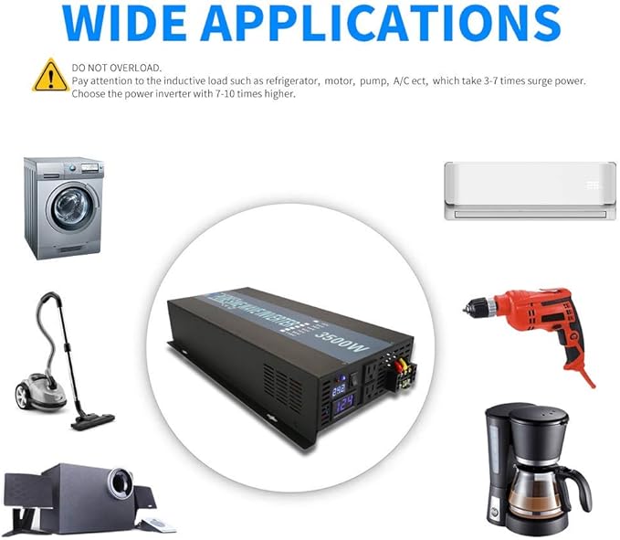 WZRELB 3500W 48V 120V Pure Sine Wave Power Inverter with 2 AC Outlets,Car Inverter, RBP-350048
