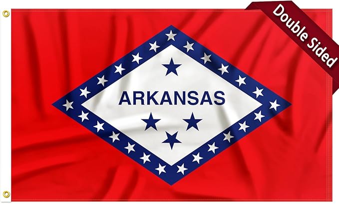 FLAGWIN Arkansas Flag 3x5 FT - 3 Ply Double Sided Polyester Arkansas State Flag with Brass Grommets - Vivid Color and Fade Proof State of Arkansas Flags 3x5 Outdoor