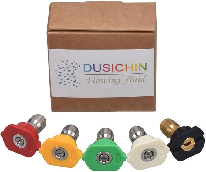 DUSICHIN DUS-025 Pressure Washer Spray Nozzle Tips Multiple Degrees, 1/4 INCH 2.5 GPM
