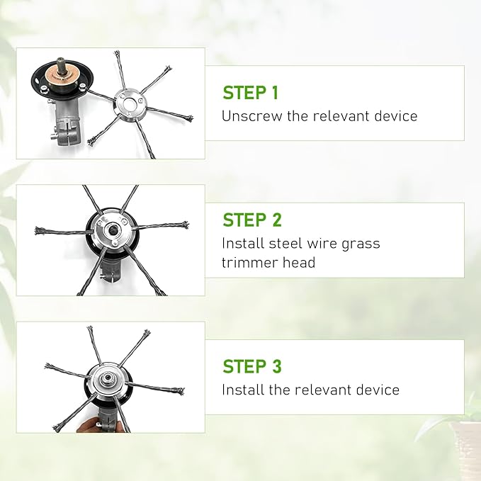 2 Pack 6 inch Steel Wire Brush Cutter Trimmer Head, Weed Trimmer Replacement Head, Durable Head for Home Users, for Electric Battery Powered Cordless String Trimmer