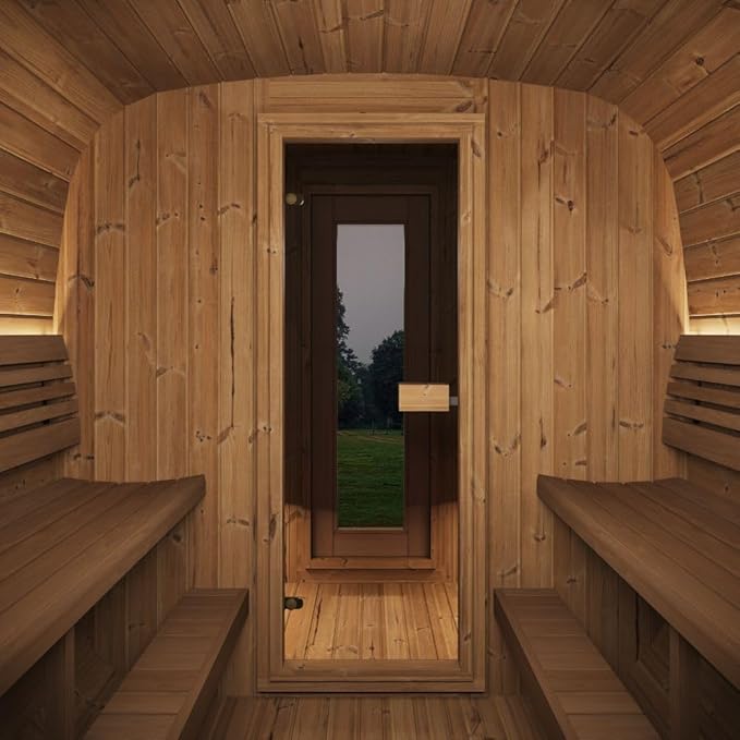 Model CL12GCP, Cube-Series Outdoor Home Sauna Suite Kit, Up to 8 Persons (Sauna Heater and Sauna Stones Included) (Drop 9 WiFi - White)