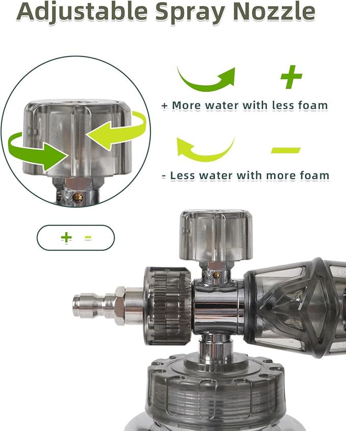 Foam Cannon For Pressure Washer Gun With Dual Connector, Car Wash Foam Gun Accessory, Garden Carwash Dual Purpose Switch High Pressure Foam Canon, Soap Sprayer Cleaning Kit, Power Washer Spray Nozzles