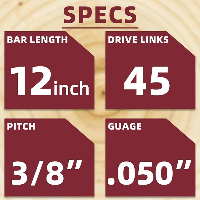 5 Pack 12 Inch Chainsaw Chain 45 Drive Links 3/8" LP Pitch .050" Gauge Fit ECHO CS-271T, GREENWORKS 20262, MAKITA EA3200S, RYOBI P548, EGO CSX3000, DEWALT DCCS620B HUSQVARNA, CRAFTSMAN- S45