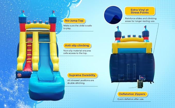 JOYMOR Commercial Grade Inflatable Water Slide with Splash Pool for Kids and Adults, 100% PVC Vinyl Inflatable Water Park for Outdoor Fun Backyard (23 x 9 x 14ft), Without Blower