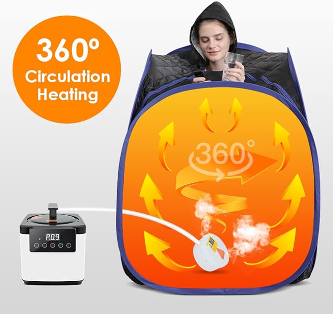 Smartmak Sauna Steamer Pot 2.6 L, Portable Steam Generator Set with Time & Tempreture Remote Control, 1000W Spa Machine with Herbal Box for Body Detox 110V US Plug