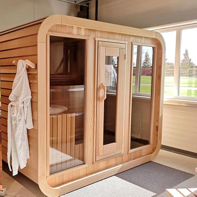 Customize Outdoor Steam Sauna 4-10 Person, Canadian Hemlock, Red Cedar Sauna, Porch Option, Glass Window Option, Wood Burning Stove or Harvia Heater, ETL Certificate(0-195 °F)