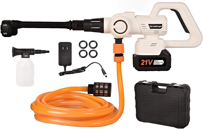 Cordless Pressure Washer with Grip,652 PSI Power Cleaner with 6-in-1 Nozzle,3-Speed Adjustment,21V Rechargeable 4.0Ah Battery High-Pressure Car Washer Gun for Floor/Home/Car Cleaning&Watering