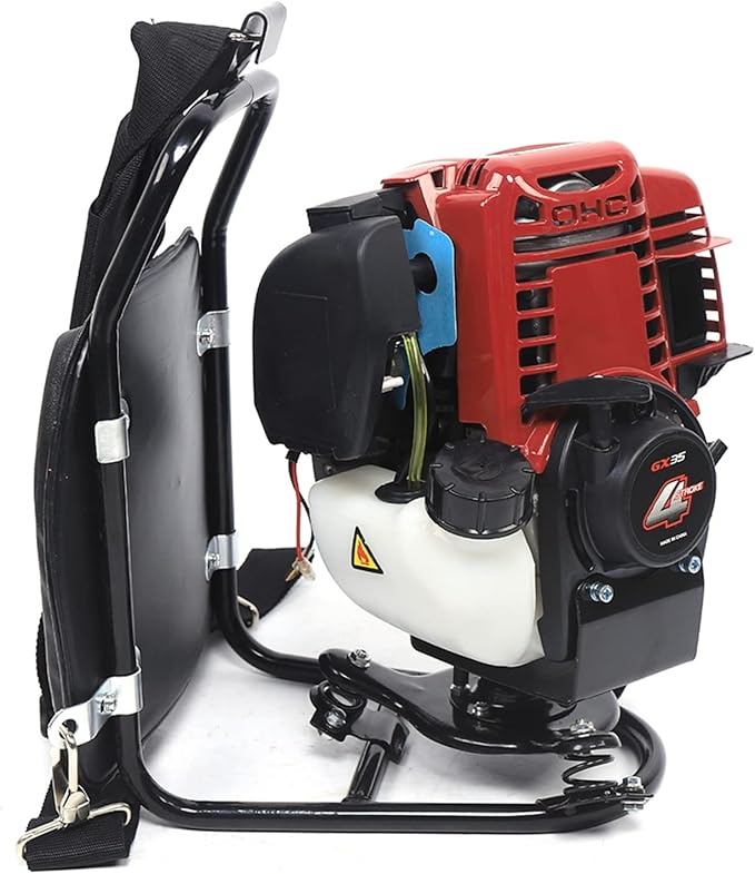 35.4CC Gas Powered Weed Wacker, 4-Stroke 1KW 4500-8500RPM Gasoline Weed Eater String Trimmer, Backpack Lawn Edge Cutter, Brush Cutter, Hedge Trimmer for Farmland Weeding, Harvesting, Clearing