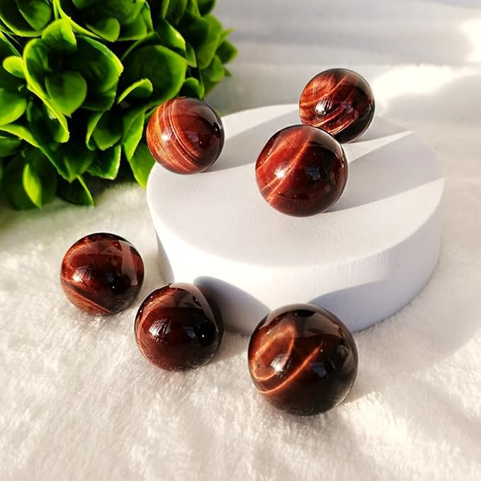 4-5CM/1.58-1.97inch Natural Crystal Red Tiger Eye Ball Quartz Massage Polished Spheres Reiki Healing Exquisite Room Decor Rock Ball Souvenirs Gift(Red Tige Eye, 40-50mm)
