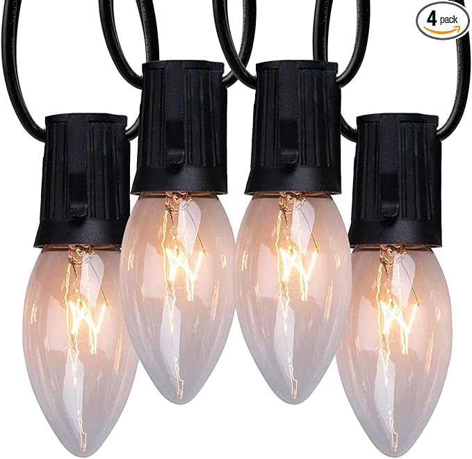 C9 Clear Christmas String Lights, Outdoor Christmas Lights String, Hanging Roofline Lights, Patio Lights for Outdoor Decor, Black Wire, 100 Feet