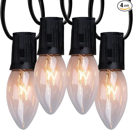 C9 Clear Christmas String Lights, Outdoor Christmas Lights String, Hanging Roofline Lights, Patio Lights for Outdoor Decor, Black Wire, 100 Feet