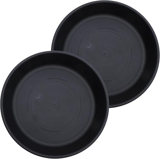The HC Companies Flower Pot Saucers - Plastic Plant Saucer for Outdoors & Indoors - Traditional Design Plant Pot Trays for Water Drainage - Durable & Stylish Round Plant Tray (14-inch Black)