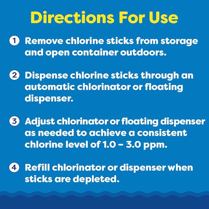 In The Swim 4 Inch Chlorine Sticks for Sanitizing Swimming Pools - Individually Wrapped, Slow Dissolving, Stabilized Chlorine Sanitizer - 90% Available Chlorine, 99% Trichlor - 10 Pounds