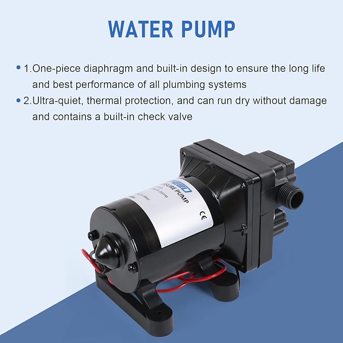 3.0 GPM 12V 55 PSI Revolution Water Pump Compatible with Camper, RV, Shower, Sprayer Replace# 4008-101-A65, 4008-101-E65