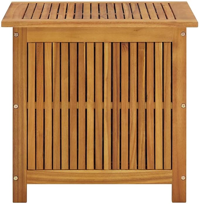 vidaXL Wooden Deck Box - Outdoor Teak Storage Chest, Ideal for Patio Furniture Cushions, Pool Accessories, Garden Tools - Water-Resistant Bag Inside - 23.6''x19.7''x22.8'', Solid Acacia Wood