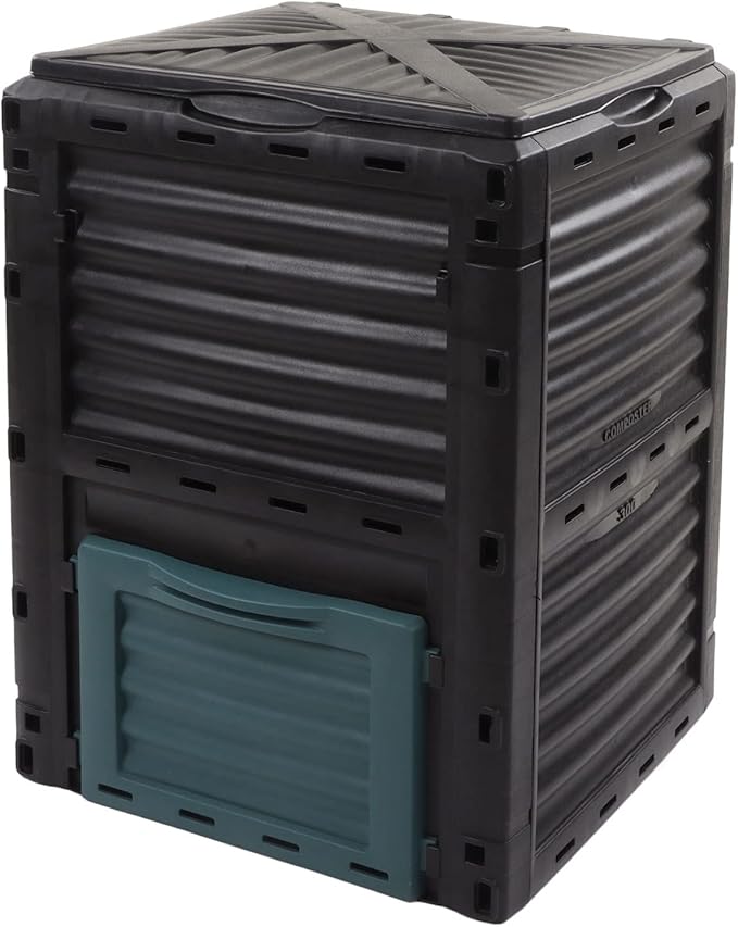 Large Capacity Compost Bin with Vent and Hinged Cover for Kitchen Garden Outdoor