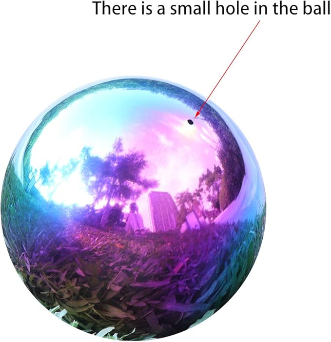 Kesywale Rainbow Gazing Globe Mirror Balls for Garden Home Stainless Steel Shiny Hollow Sphere Sparkling Outdoor Ornament (6 Inch)