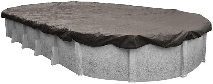 Robelle 18 x 24 ft Extra Heavy Duty Magnesium Winter Oval Pool Cover for Above Ground Pools, 4 ft Overlap (22 x 28 ft Cover Size), Solid 10 x 10 Scrim, 2.91 oz/yd2, 12-Year Warranty, Style: 591824-4
