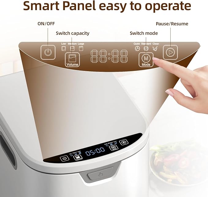 Compost Bin for Kitchen - 4L Countertop Composter with Odorless Auto-Cleaning, Turns Food Waste to Fertilizer in 5 Hours, for Indoor Home Use