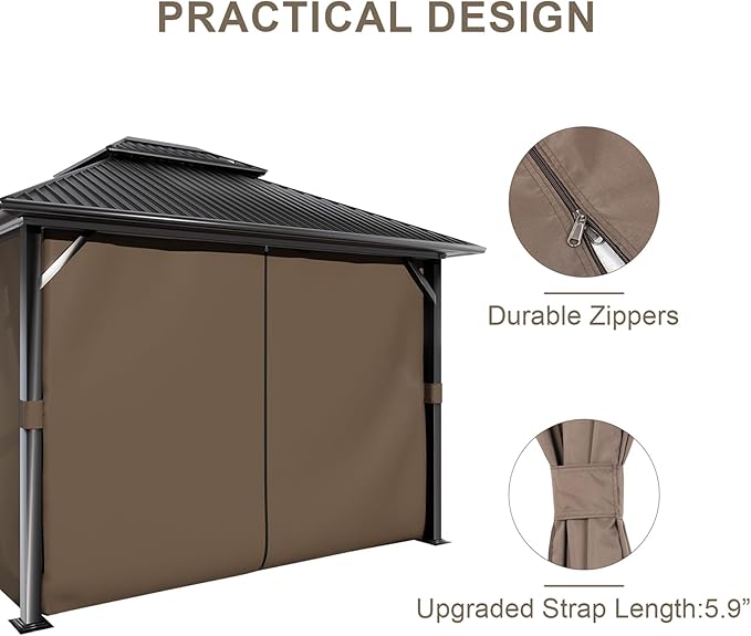 BPS 12' x 12' Gazebo Curtain Privacy 4-Panel Sidewall Outdoor Replacement Shade (Only Curtain)