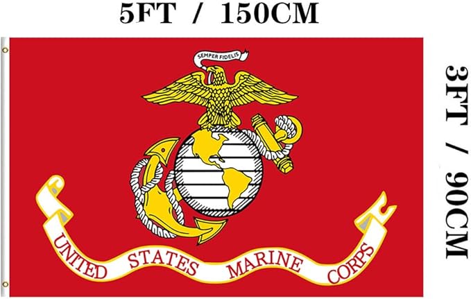 Jayus Embroidered US Marine Corps Military Flags 3x5 Outdoor - 340D Heavy Duty Nylon Double Sided Marine Corps Flag Banner with 2 Grommets