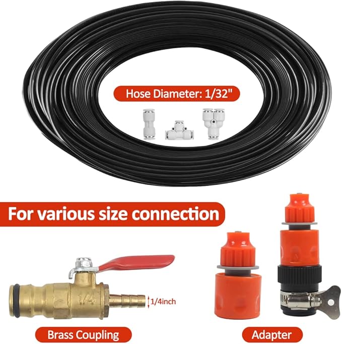 Water Fed Pole Kit,30ft Length Window Cleaning Poles,Water Fed Brush,Aluminum Outdoor Window Cleaner,Extendable Telescopic Pole Water Fed Brush Spray Washer for Window Glass/Solar Panel