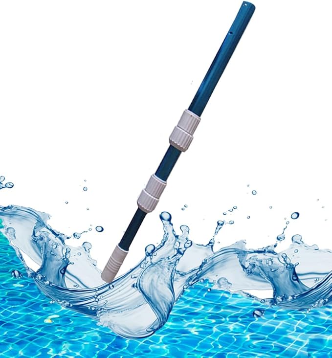 FibroPool Above Ground Swimming Pool Maintenance Kit - Telescoping Pole, Leaf Rake, Vacuum, Brush, Floating Chlorinator, Leaf Net and Test Strips
