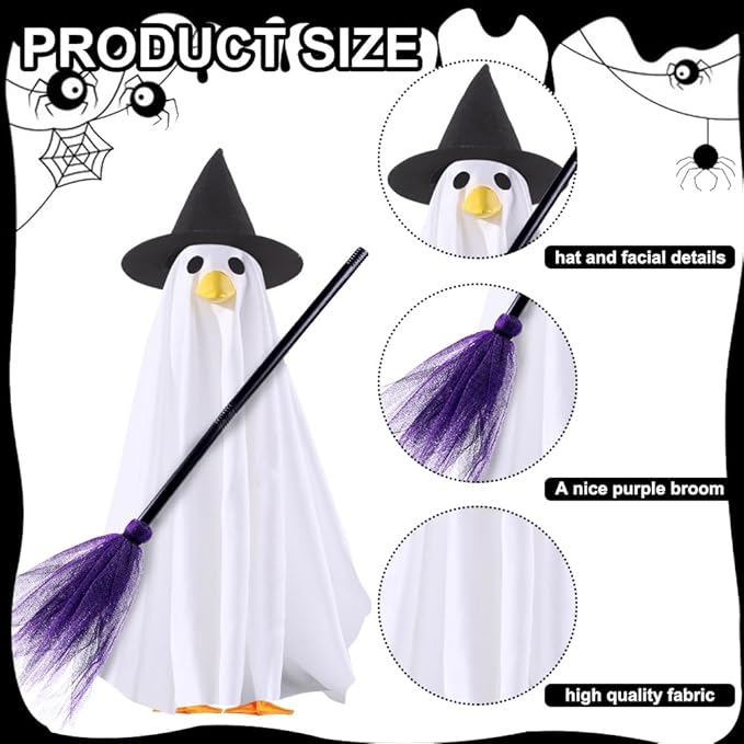 DIYDEC Halloween Ghost Goose Outfit Lawn Porch Goose Clothes Fall Halloween Goose Costume for 23" Geese Outdoor Patio Yard Lawn Decoration