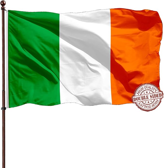 Double Sided Irish Flag 4x6 Outdoor Heavy Duty- 3Ply 240D 4 Rows Stitched- Ireland 4x6 Flag- UV Fade Resistant With Canvas Header & 2 Brass Grommets