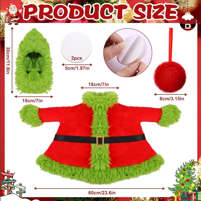 Christmas Winter Goose Outfit for 23" Porch Goose Holiday Red Green Cloths Costume Xmas Winter Outdoor Garden Patio Yard Lawn Art Decoration