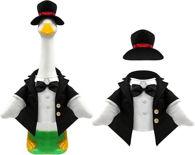 Goose Outfits Wedding Porch Goose Outfits with Suit Blazer Top Hat Bow Ties for Outdoor Garden Yard Decor