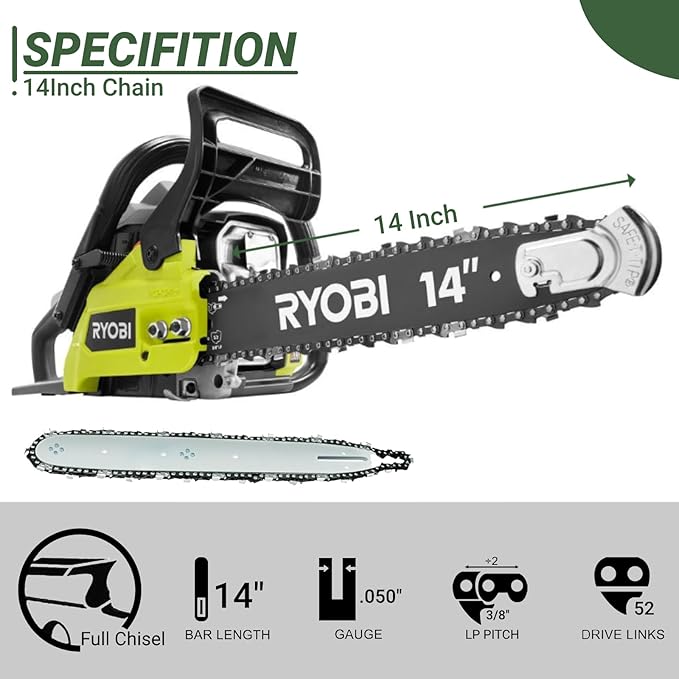 4-Pack 14 Inch Chainsaw Chain,3/8" LP Pitch .050" Gauge 52 Drive Links Compatible with Husqvarna 120,Echo CS-310,Ryobi RY3714 Craftsman,Greenworks,Earthwise,Makita,Poulan,Husqvarna Chainsaws
