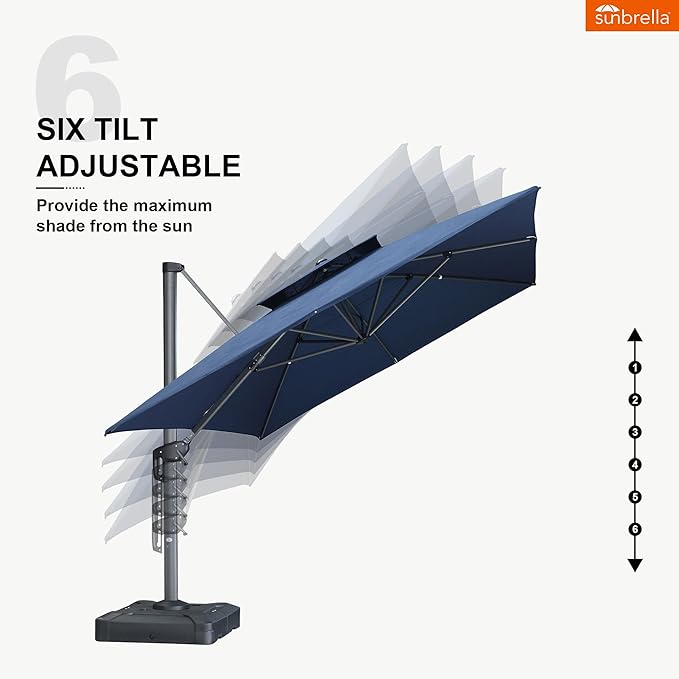 PURPLE LEAF Cantilever Umbrella Outdoor 10' X 13' Double Top Large Rectangle Heavy Duty 360° Rotation Offset Sun Shade Umbrella for Garden Patio Deck Pool Backyard Spectrum Indigo
