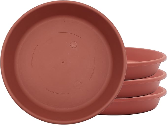 The HC Companies Flower Pot Saucers - Plastic Plant Saucer for Outdoors & Indoors - Traditional Design Plant Pot Trays for Water Drainage - Durable & Stylish Round Plant Tray (10-inch Clay)