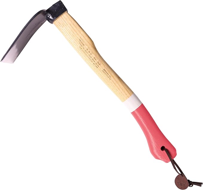 Adler - The Ivy Garden Hoe, Heavy Duty Yard Tool Lawn Care, Loosening Soil, Weeding, and Digging, Steel Head 3.9 inches, Wood Handle 17.7 inches (Rose)