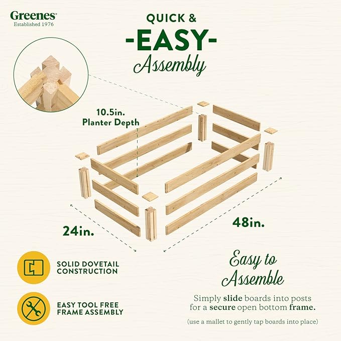 Greenes Fence Original Cedar Raised Garden Bed, 2' x 4' x 10.5" (3-Pack) - Made in USA with North American Cedar